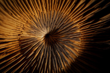 Naklejka premium Sunlight and shadows on the surface of wooden slats. Abstract wooden background made with a circle of incident light for background design with space to copy. Selective focus
