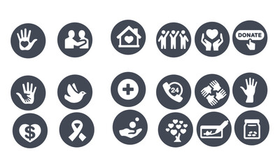 Charity and Relief Work vector symbols and icons vector design 