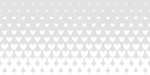 Halftone hearts seamless border. Pattern for Valentine's Day. Geometric vector background.