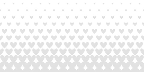 Halftone hearts seamless border. Pattern for Valentine's Day. Geometric vector background.