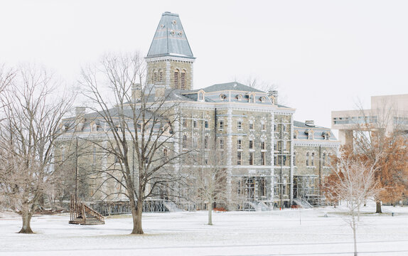 ITHACA, NY - December 27, 2022: Cornell University Building in winter