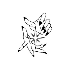 vector illustration of hand with light