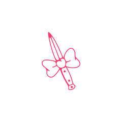 vector illustration of knife with ribbon