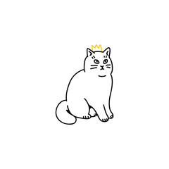 vector illustration of a cat with a crown