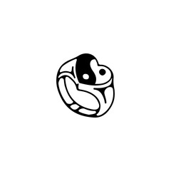 vector illustration of a ring with a yin yang symbol