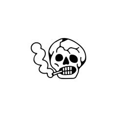 vector illustration of a smoking skull