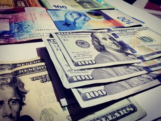 Paper money. Banknotes of one hundred american dollar