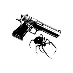 vector illustration of gun and spider