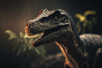 Velociraptor dinosaur, ancient carnivore dinosaur, extinct animal. Generative AI