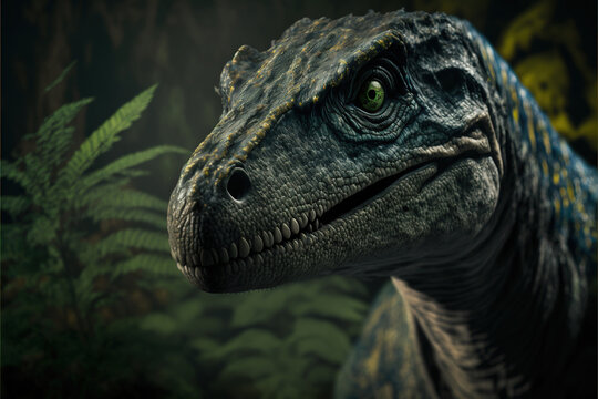 Velociraptor dinosaur, ancient carnivore dinosaur, extinct animal. Generative AI