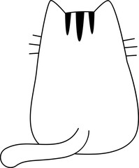 Cute cat back contemporary line art element