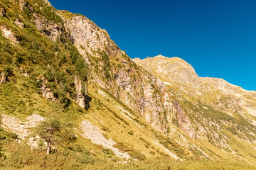 Beautiful alpine summer view at the famous Weisssee Gletscherwelt, Uttendorf, Salzburg, Austria