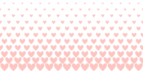 Halftone hearts seamless border. Pattern for Valentine's Day. Geometric vector background.