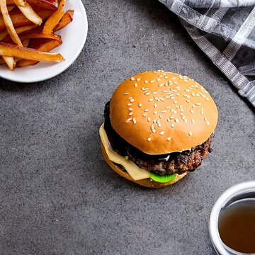 Hamburger and fries fast food Generative AI