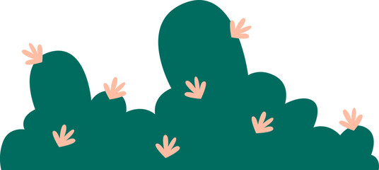 Cartoon brush with flowers flat icon Spring decorative shrubs