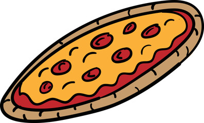 Pizza whole colored sketch vector illustration.