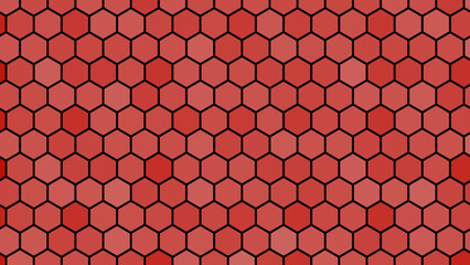 Hexagon-shaped red slabs with different shades. Tiles. 3d.