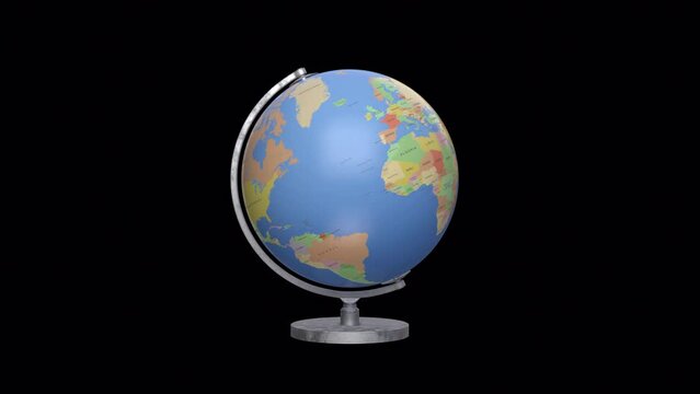 Rotating globe isolated on chromakey background. Geography class.