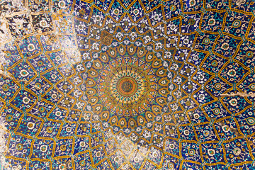 Cupola in Khan Madrasa religious school in Shiraz, Iran.