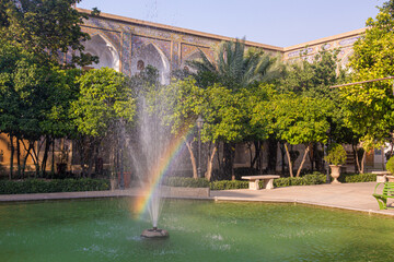 Fountain in Khan Madrasa religious school in Shiraz, Iran.