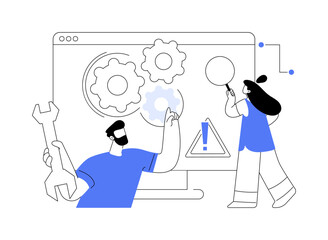 Computer troubleshooting abstract concept vector illustration.