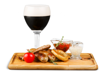 Meat on Cutting Board with Beer