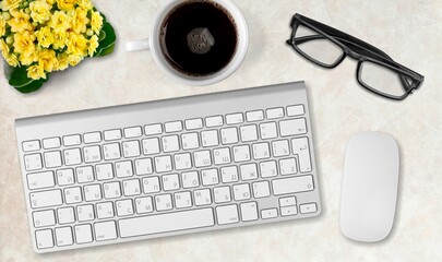 Modern computer keyboard on office table