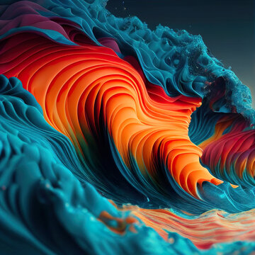 Die Welle, gewaltig und farbig, ai generated