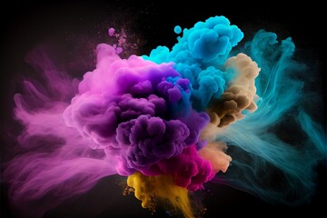 Multi colored artistic smoke wall paper on a black background
generative ai
