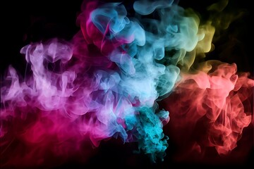 Multi colored artistic smoke wall paper on a black background
generative ai
