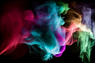 Obraz premium Multi colored artistic smoke wall paper on a black background generative ai 