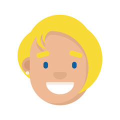 Obraz premium Blonde woman smiling face. Head, avatar, profile picture, portrait, flat icon.