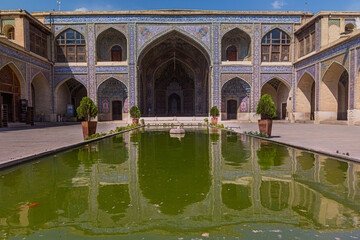 Courtyard of Nasir al Mulk Mosque in Shiraz, Iran