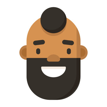 Bearded man face. Head, avatar, profile picture, portrait, flat icon.