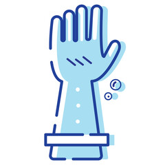 Isolated blue kitchen gloves Cleanliness icon Vector