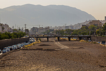 Dry bed of Khoshk river  in Shiraz, Iran