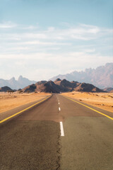 Road through the desert in Saudi Arabia taken in May 2022
