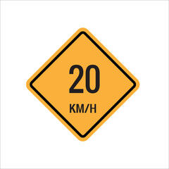 20 km Maximum Speed limit sign icon on white background vector illustration.