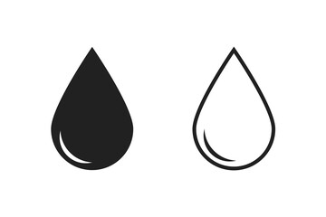 Water drop set . Vector icon . Colection of black woter drops. Illustration on white background . 10 eps