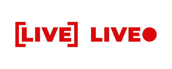 Set of live illustration on white background. Live icons . Red button of live steam . Vector icon. 10 eps