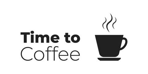 Vector illustration of a hot drink cup with steam. Cap icon . Time to coffee . 10 eps . ..