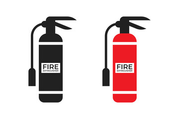 Fire extinguisher icon . Fire extinguisher illustration set isolated on white background . 10 eps