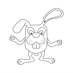 line art of a cute bunny in the shape of a box