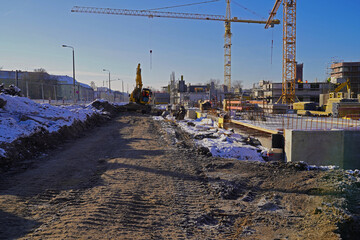 On the construction site during the development of a new residen