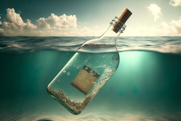 Seafaring missive in a bottle. Generative AI