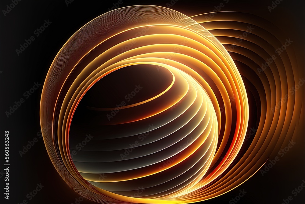 Poster abstract banner with luminous circular lines. generative ai