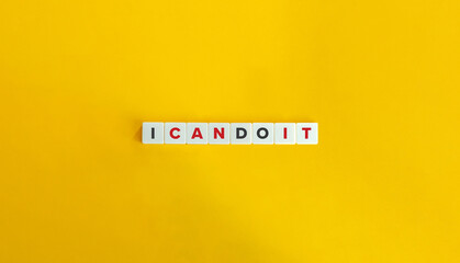 I Can Do It Banner. Letter Tiles on Yellow Background. Minimal Aesthetics.
