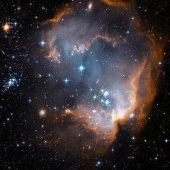 Cosmos, Universe, Bright blue newly formed stars, Constellation Hydrus - obrazy, fototapety, plakaty