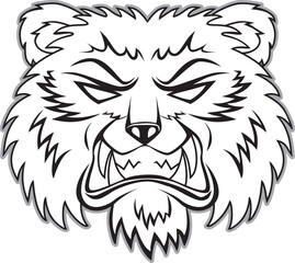 Angry bear head mascot, Vector illustration