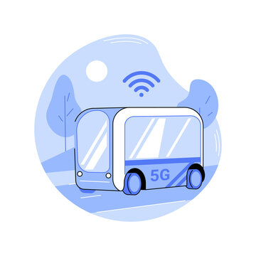 5G autonomous vehicles isolated cartoon vector illustrations.